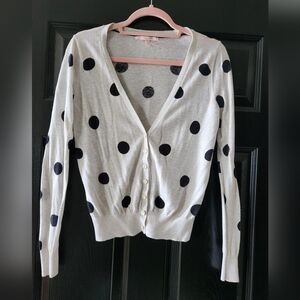Vtg. Victoria Secret Polka Dot Gray & Black Cardigan Sweater Size Medium